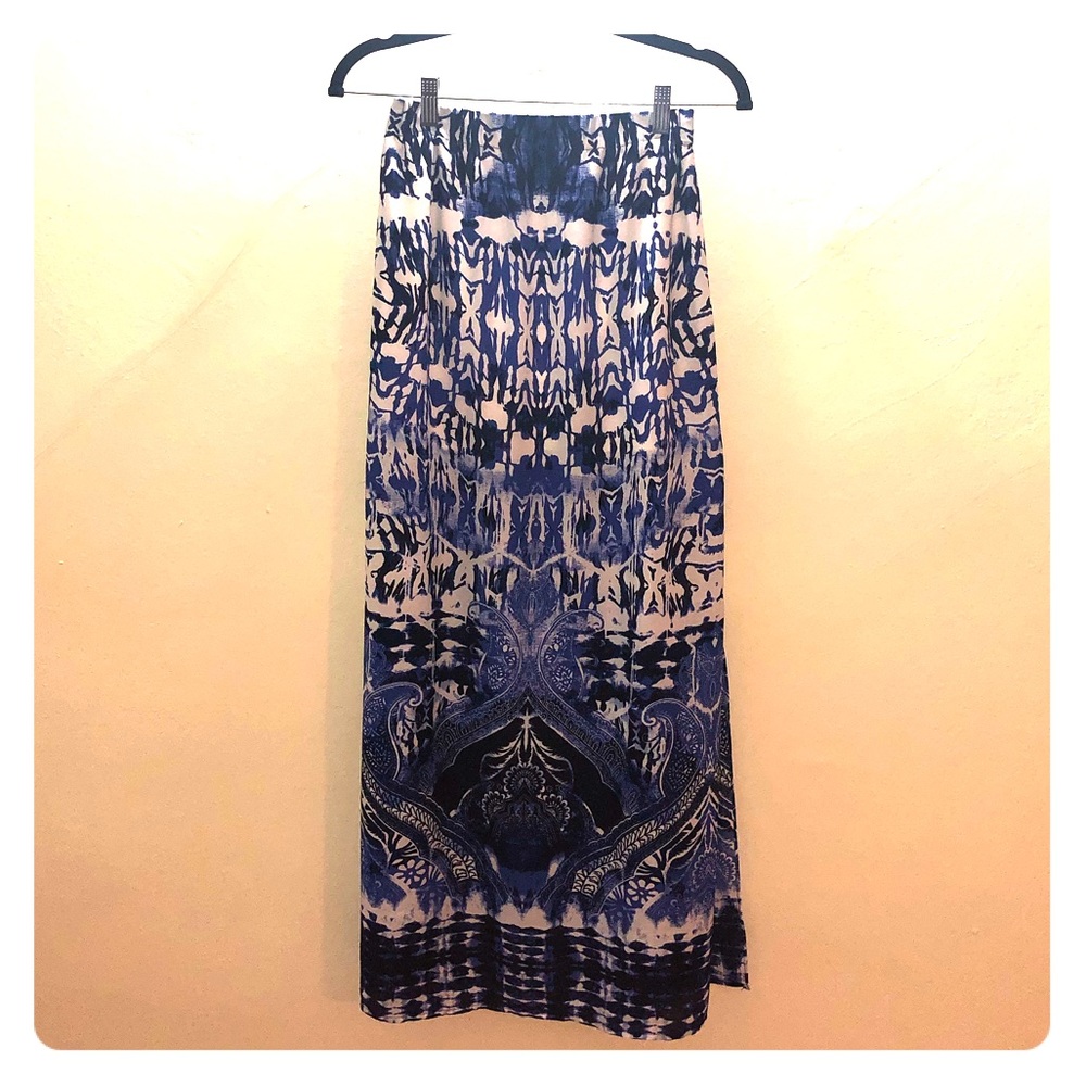 Blue / White Patterned Maxi Skirt